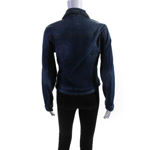 Curve Appeal Womens Button Up Collared Denim Jean Jacket Blue Size Small - Picture 3 of 6